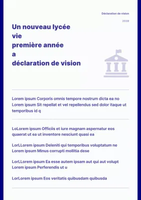 Une déclaration de vision conceptuelle simple en bleu marine et blanc