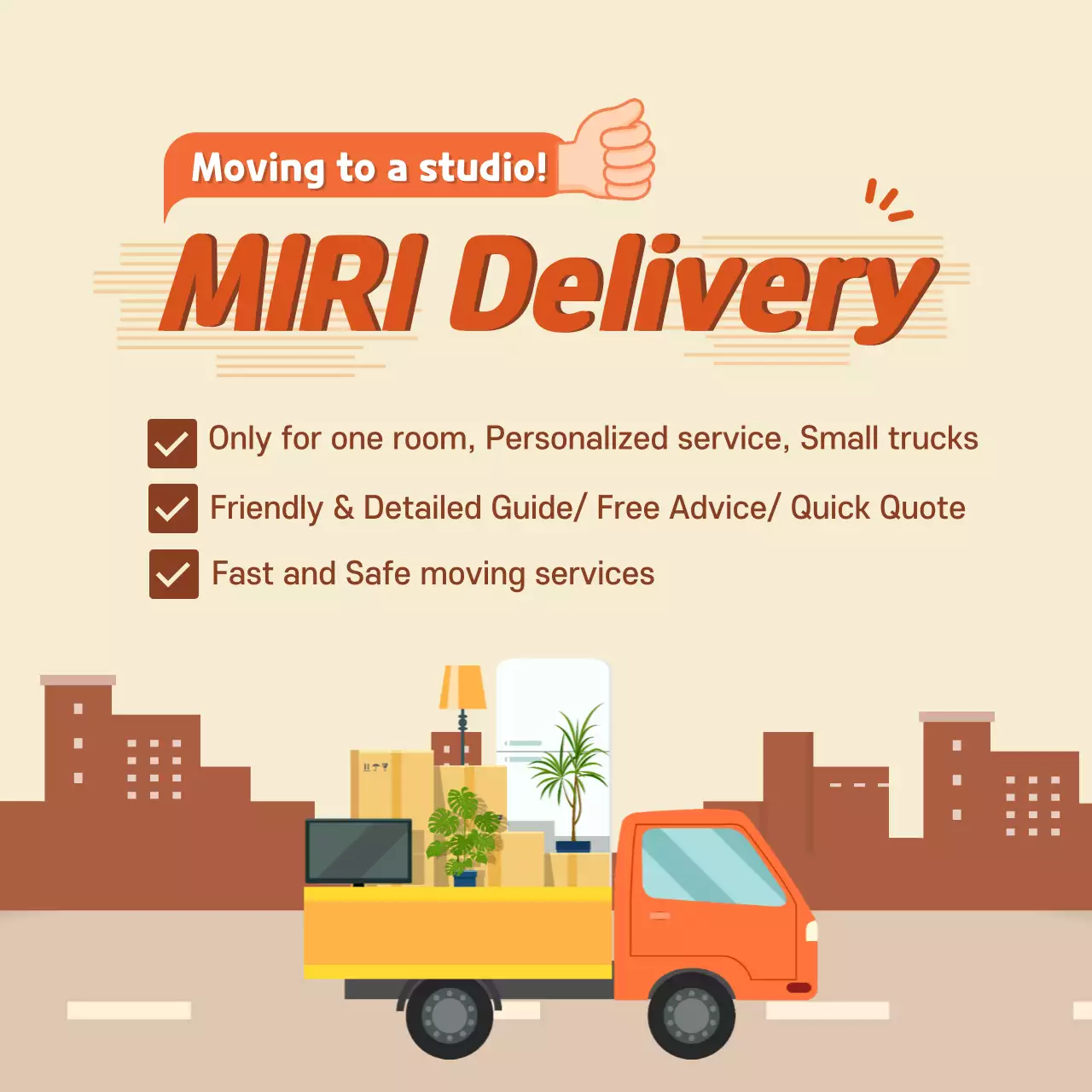 Orange Simple Moving Promotion Social Media Post