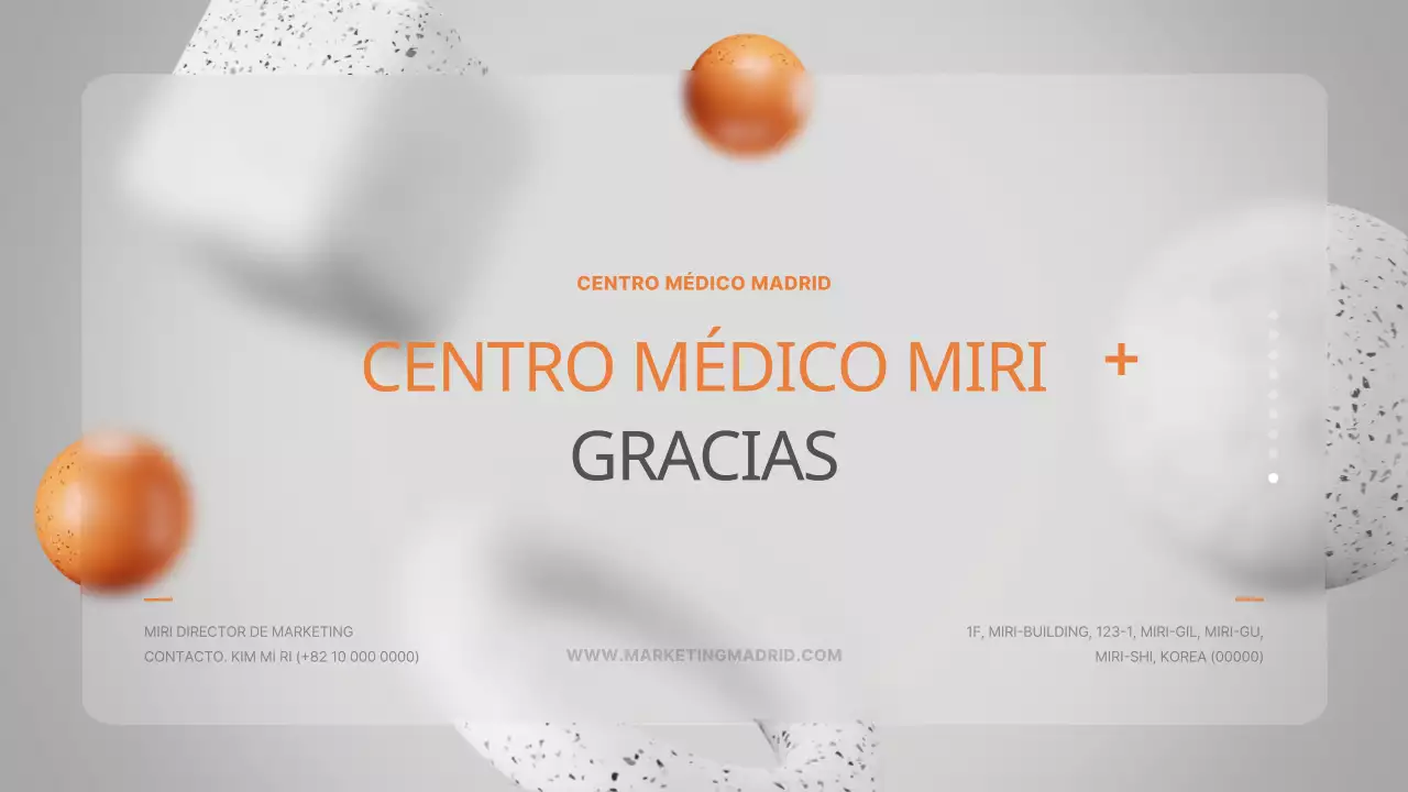 Marketing de centro médico en 3D estereoscópico en gris y naranja