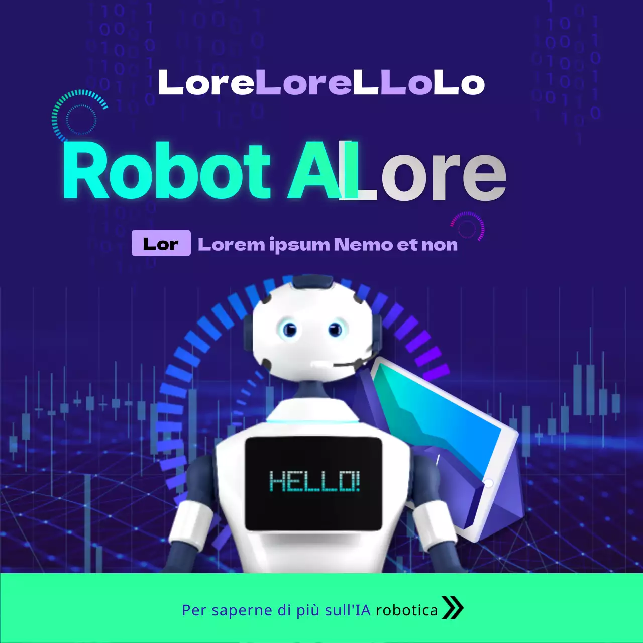 I robot AI della scienza futuristica sono presenti nei feed di Instagram fluorescenti color chartreuse e viola