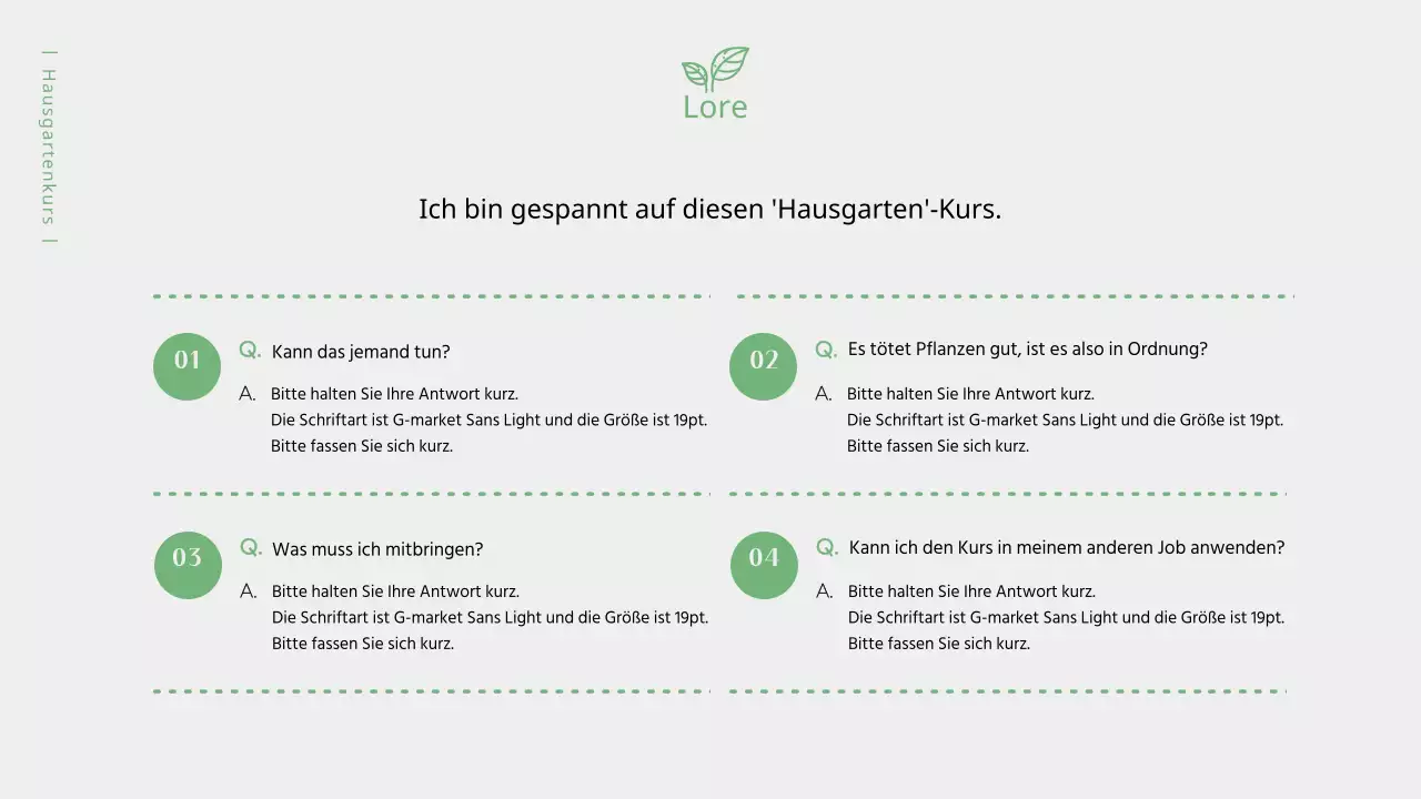 Olivgrüner, warmer Klassenvorschlag (Präsentation)