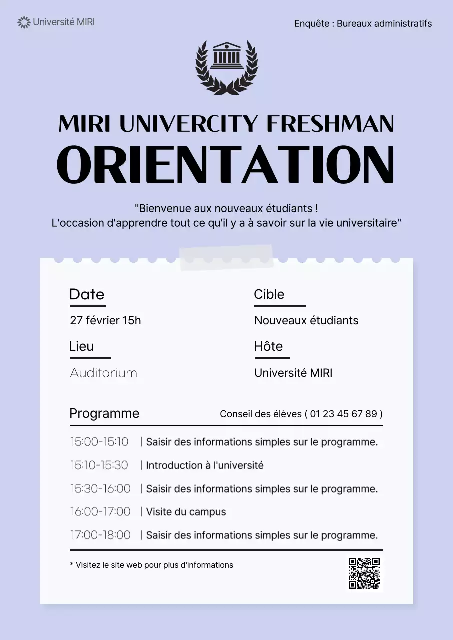 Lettre d'orientation simple mauve pour les nouveaux embauchés Modèle de documentation pour les nouveaux embauchés