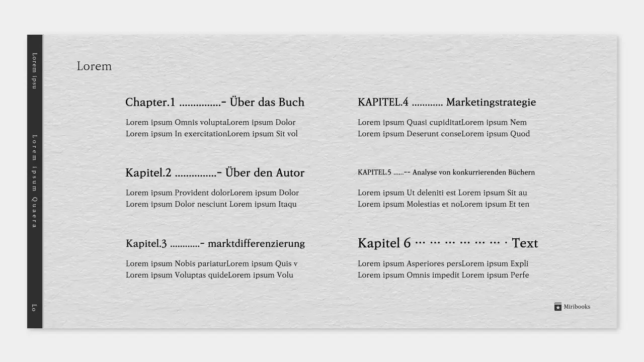 Ein einfacher Literaturprospekt in Grau und Schwarz