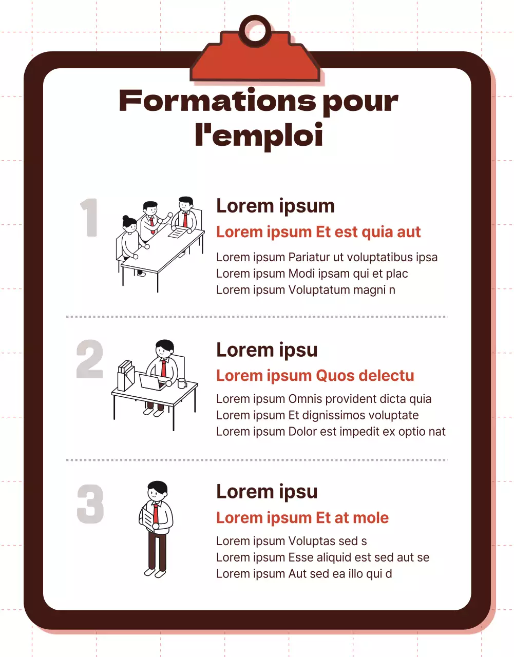 Page d'information sur le programme de développement personnel avec points rouges