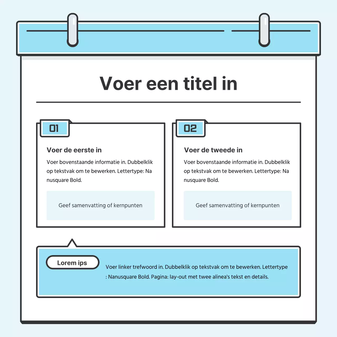 Light Blue Note Concept Nette kaart met leuke illustratiesNieuws