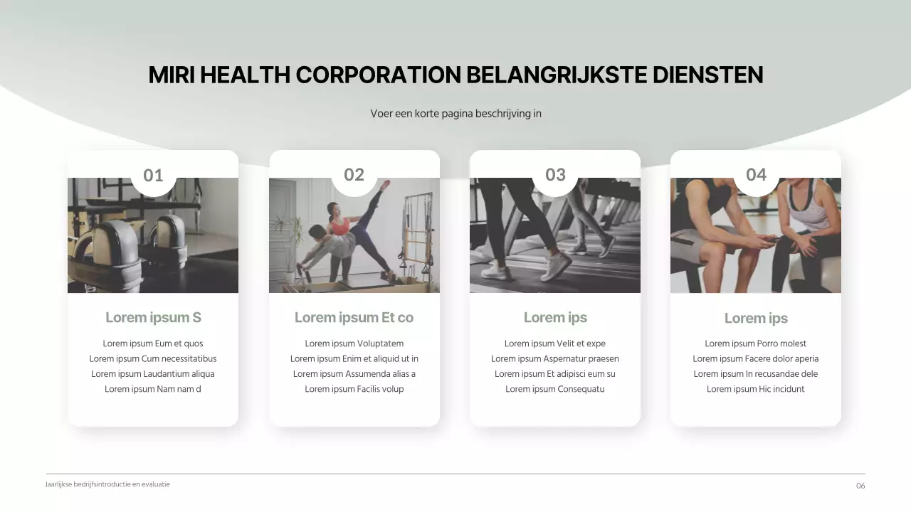 Rustig en schoon bedrijfsrapport voor gezondheidsbedrijf in donkergroene tinten