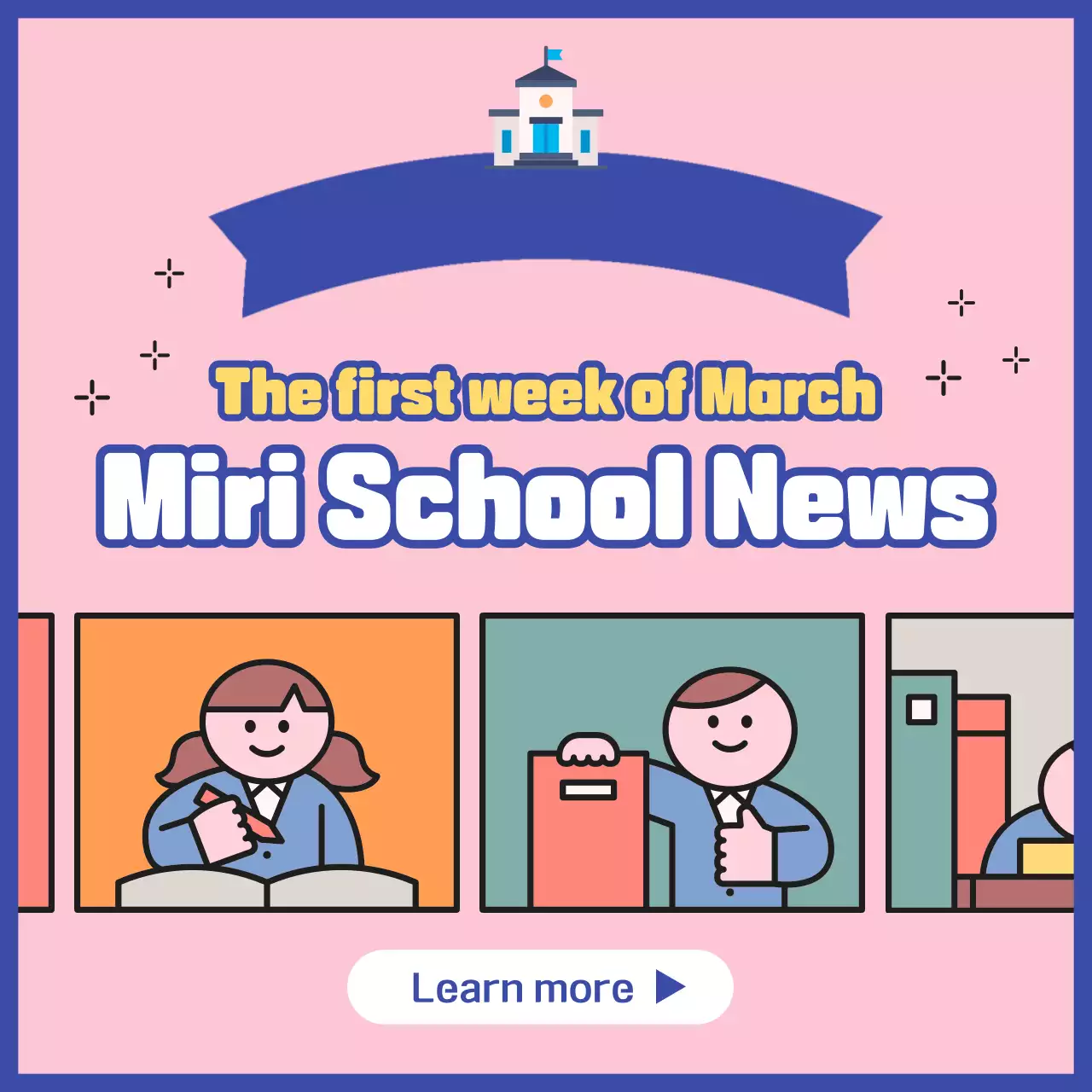 Pink Simple School Newsletter Social Media Post