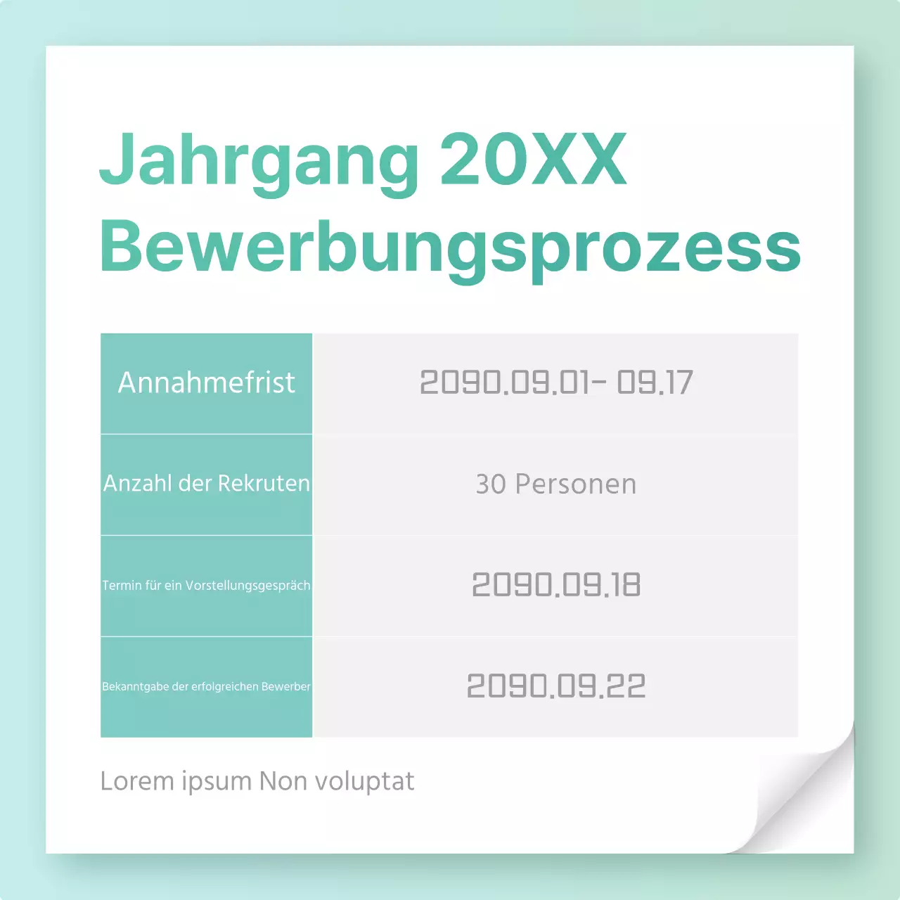 Ein einfacher blauer und mintfarbener Bewerbungsleitfaden für Universitäten