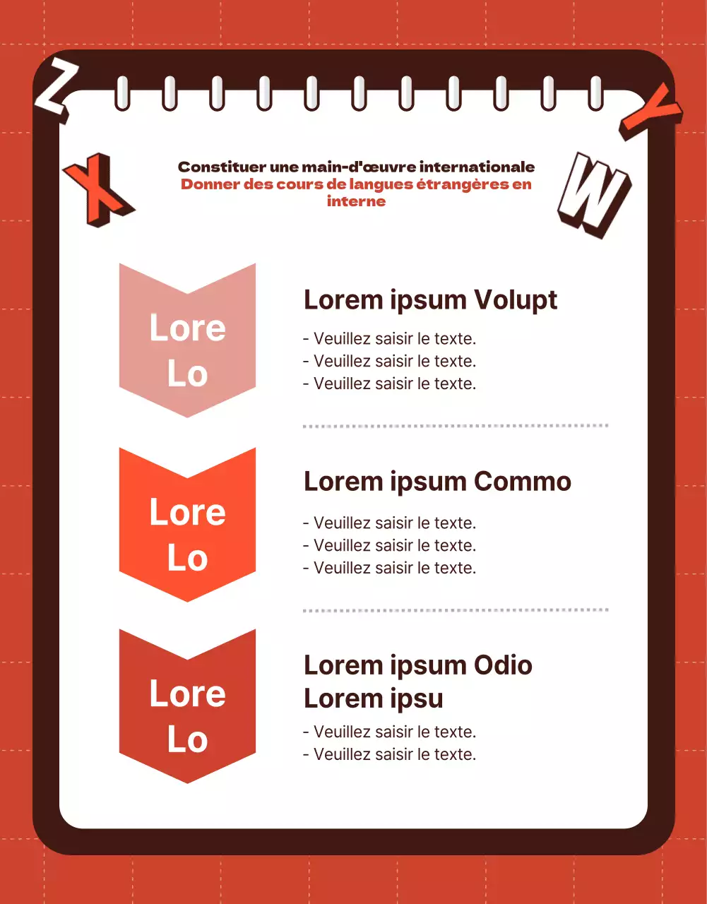 Page d'information sur le programme de développement personnel avec points rouges