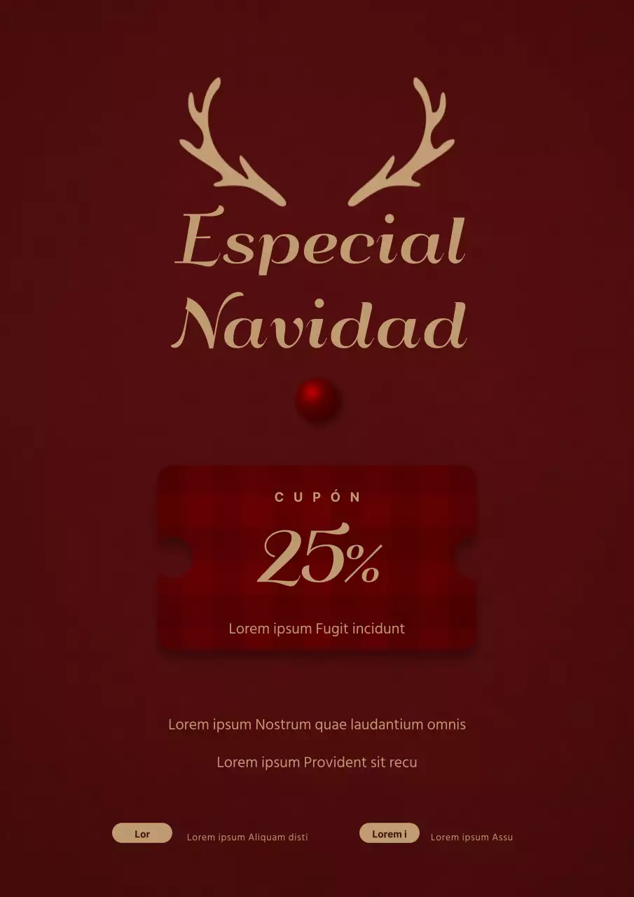 Elegante y sencillo con una ilustración de Rudolph en color vino para promocionar un evento navideño especial