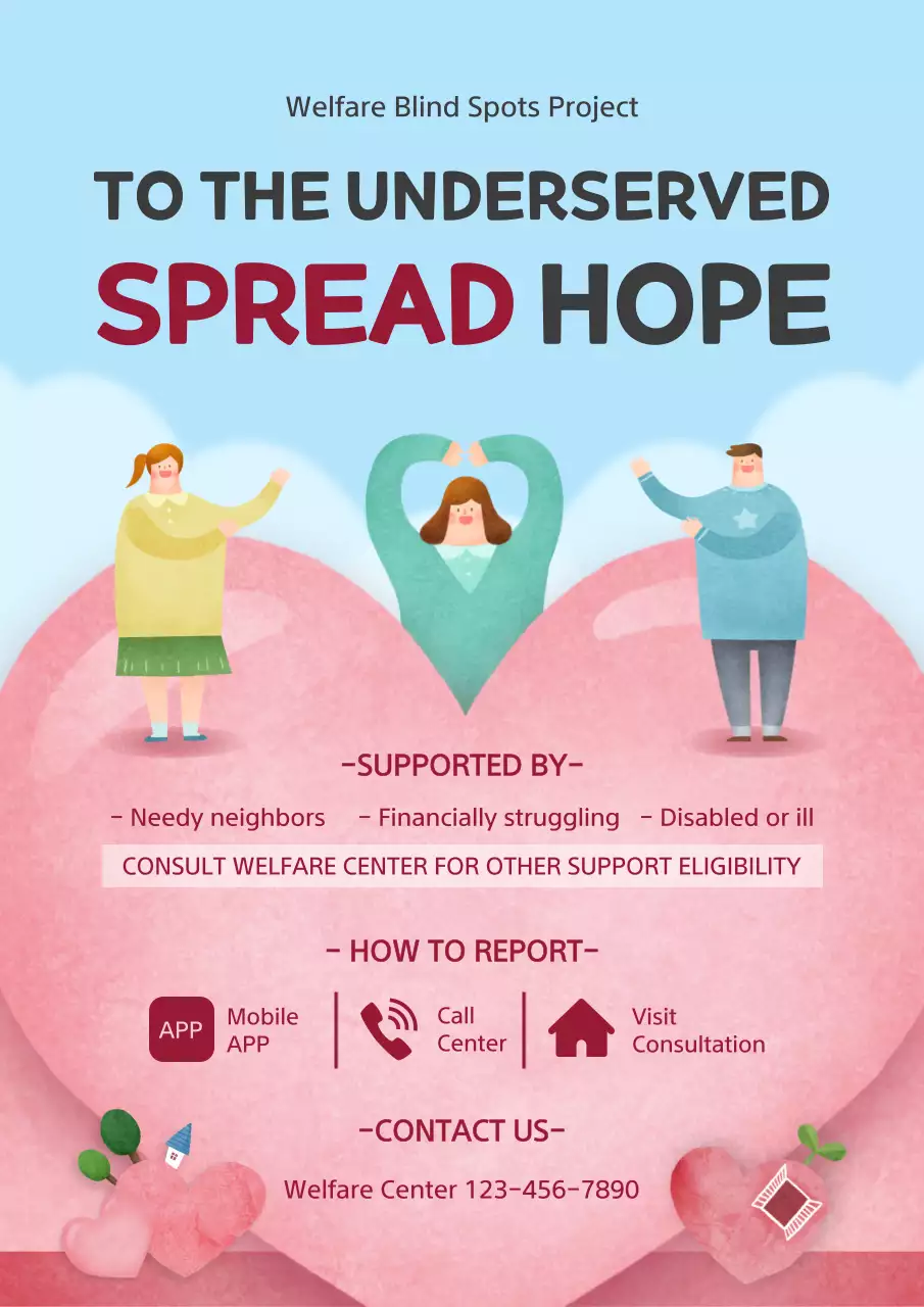 Pink Modern Welfare Promotion Poster