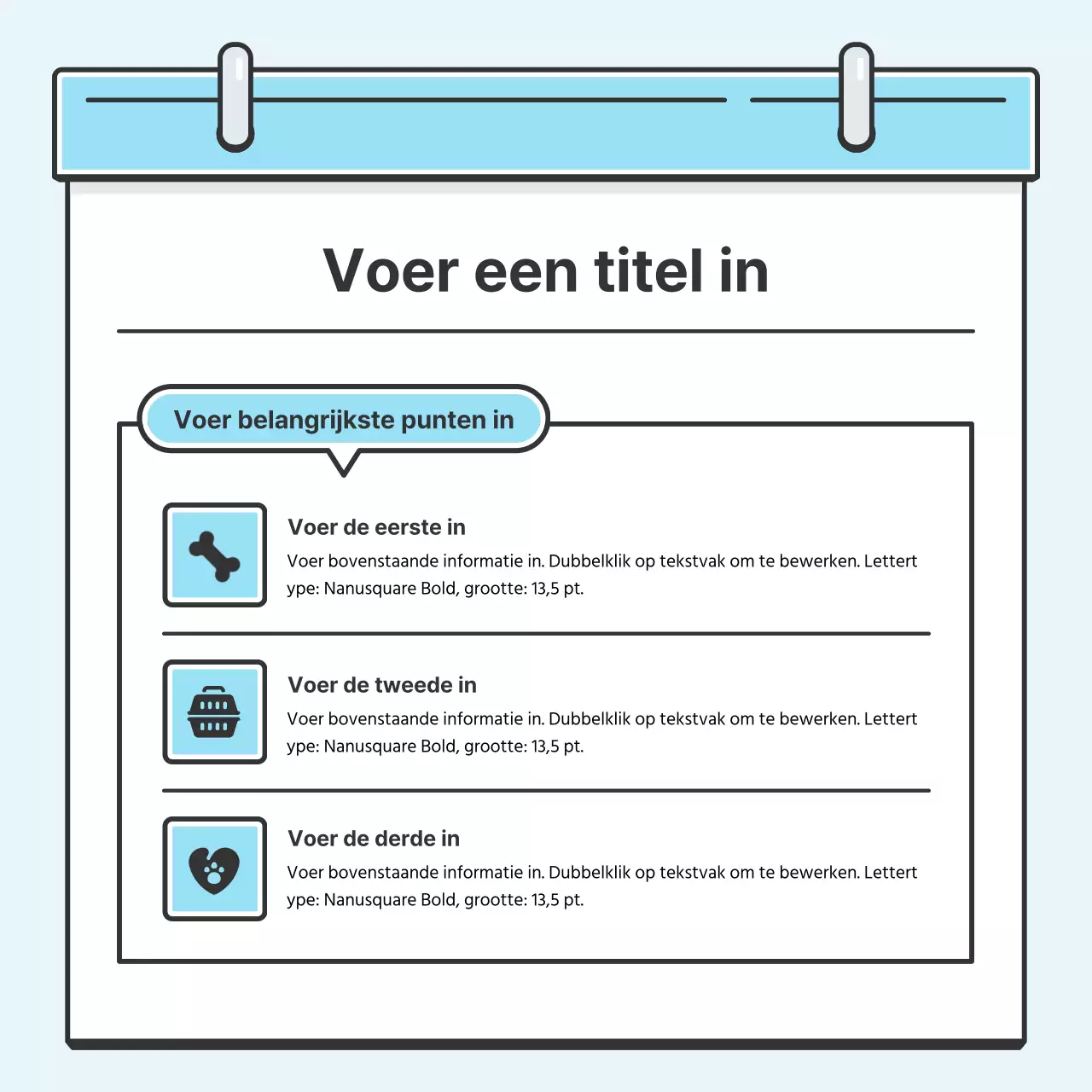 Light Blue Note Concept Nette kaart met leuke illustratiesNieuws