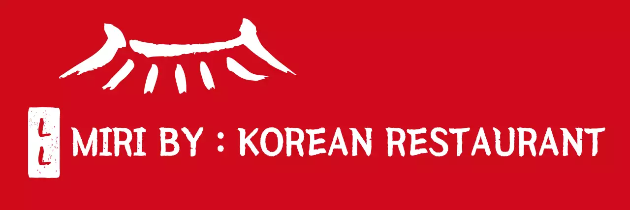 A combination of black and red traditional typeface symbols logo and seal for Korean restaurant staff and customers.