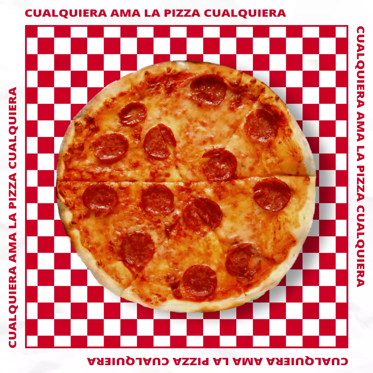 Red checkerboard hip concept pizza brand layout bundle pack