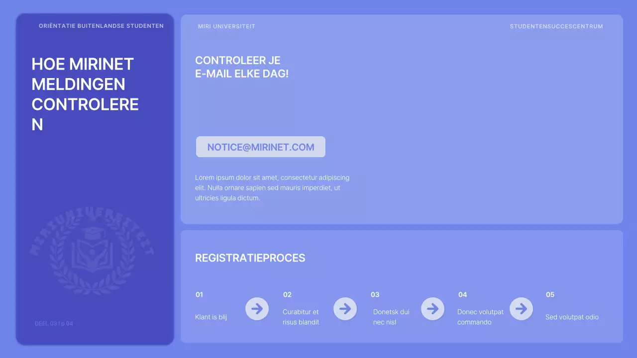 Oriëntatie voor internationale studenten in paars en levendig