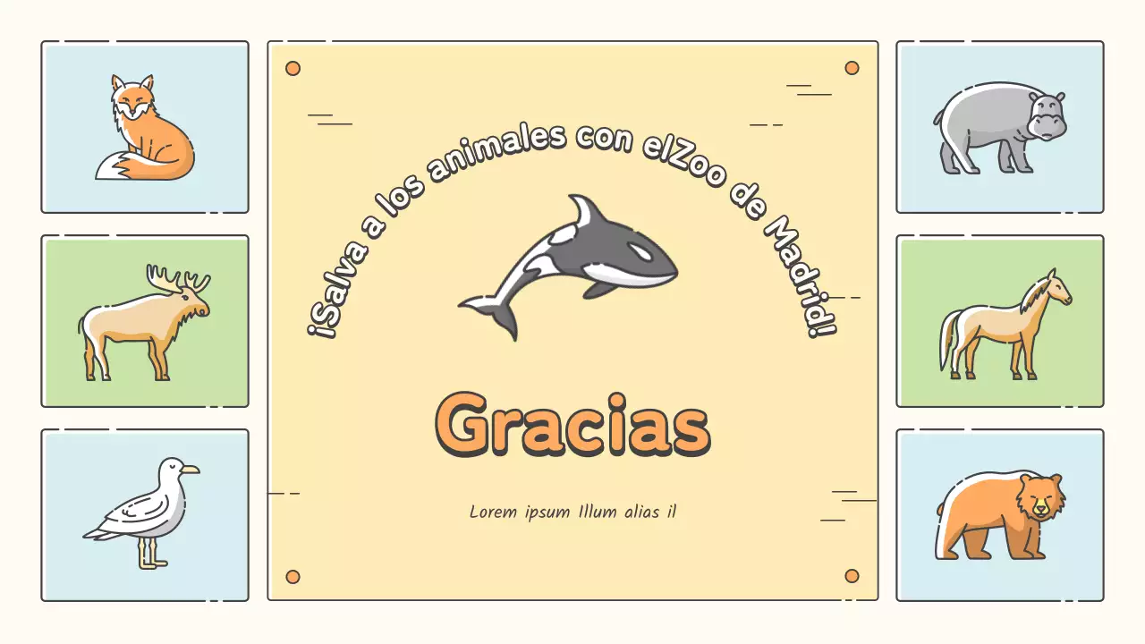 Material educativo del zoo en tonos pastel de amarillo, chartreuse y azul claro