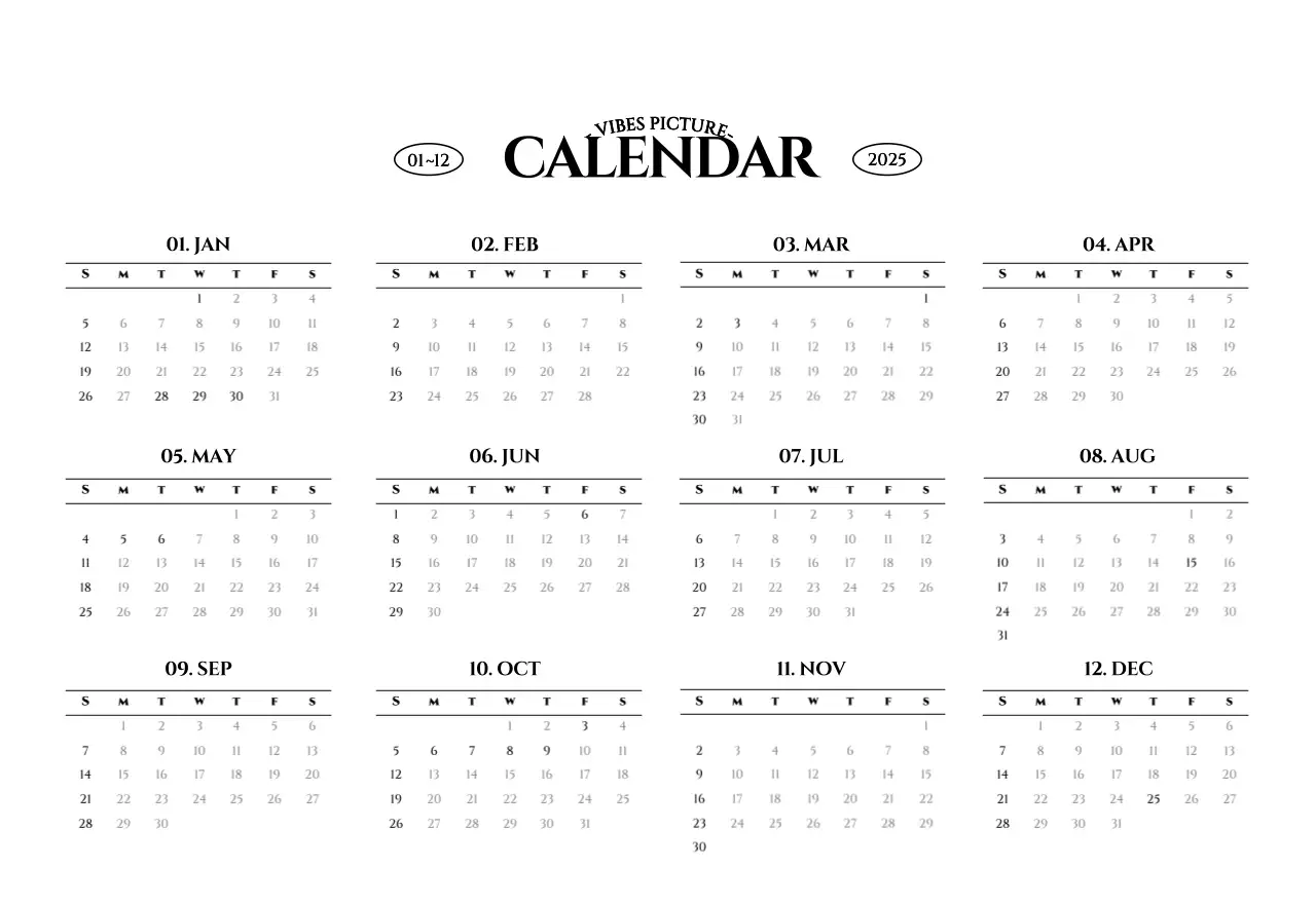 Simple style wall calendar with black and white emotional travel photography concept