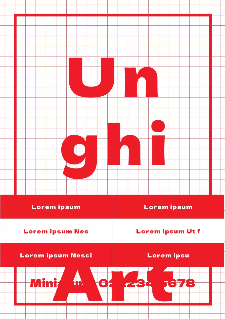 Promuovere un menu semplice per un negozio di nail art con un design rosso a griglia