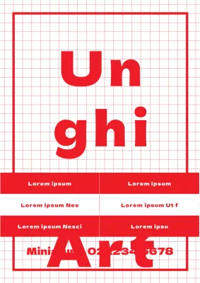 Promuovere un menu semplice per un negozio di nail art con un design rosso a griglia