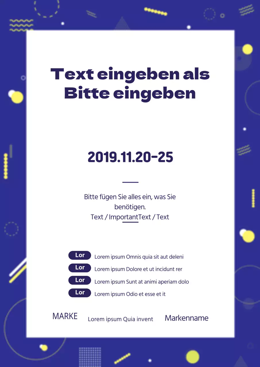 Ein Schild mit verschiedenen blauen Abbildungen von Formen