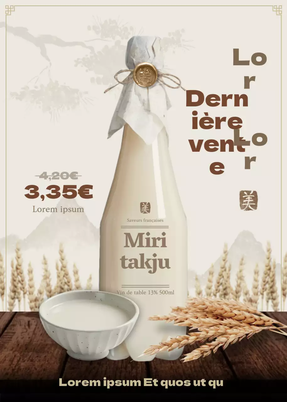 Vin de riz traditionnel beige (takju) à prix réduit