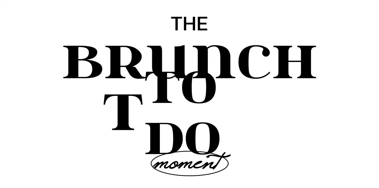 Simple, clean text in black and white logotype style for brunch cafe promotion and merchandise.