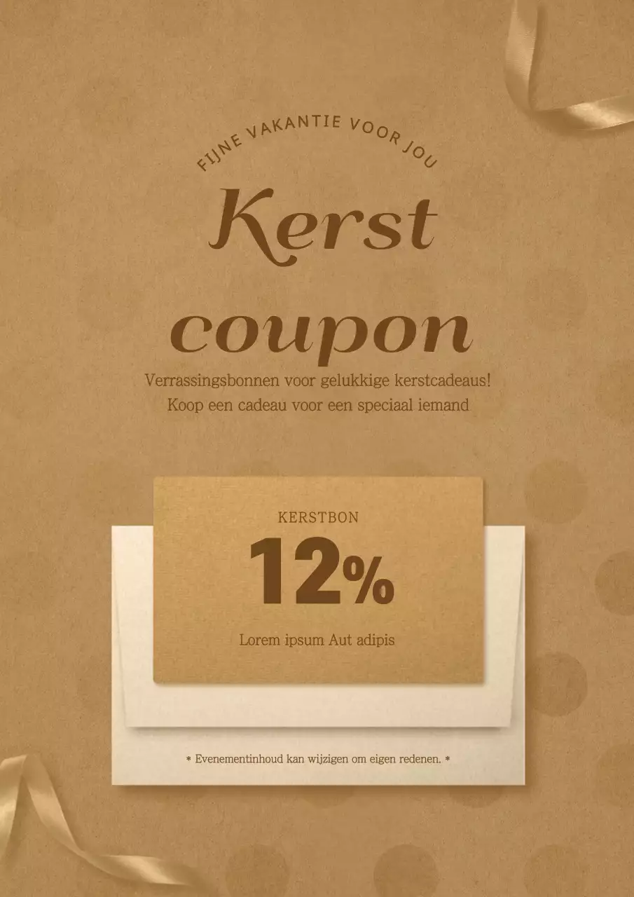 Luxe kerstcoupon met beige letters