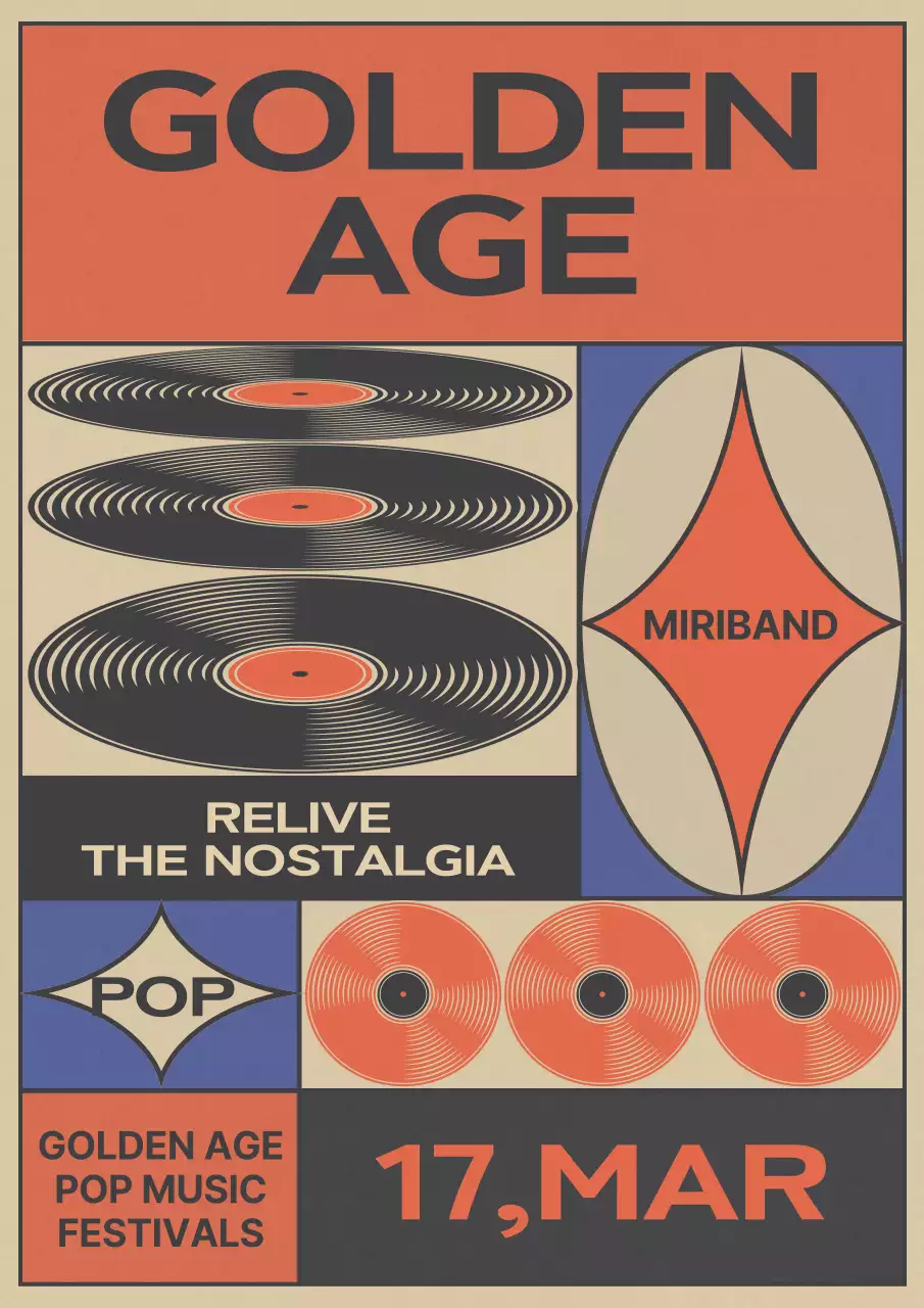 오렌지 레트로 뮤직 프로모션 포스터