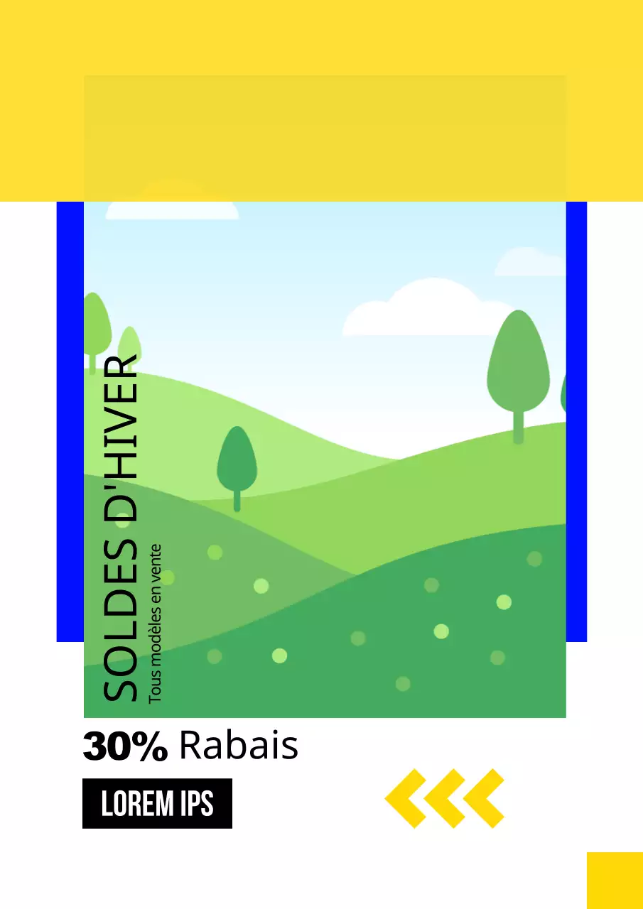 Différentes mises en page avec des photos bleues et jaunes