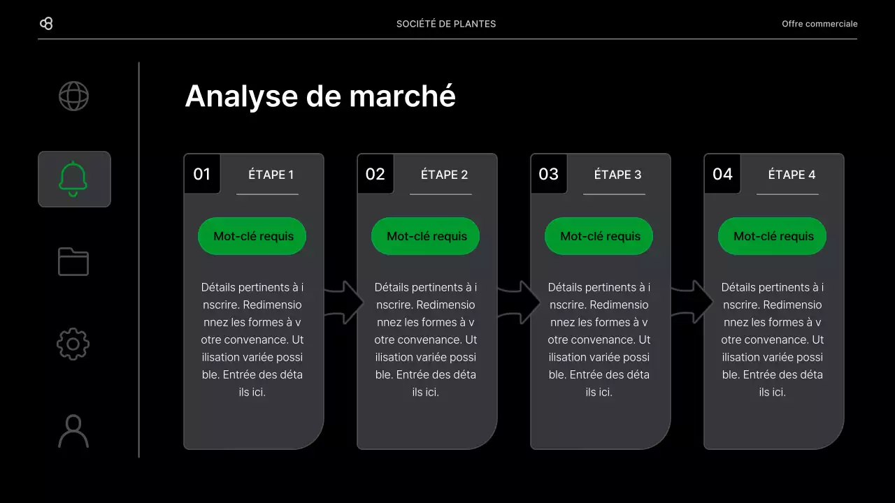 Proposition d'affaires en noir et vert, concept de feuille naturelle