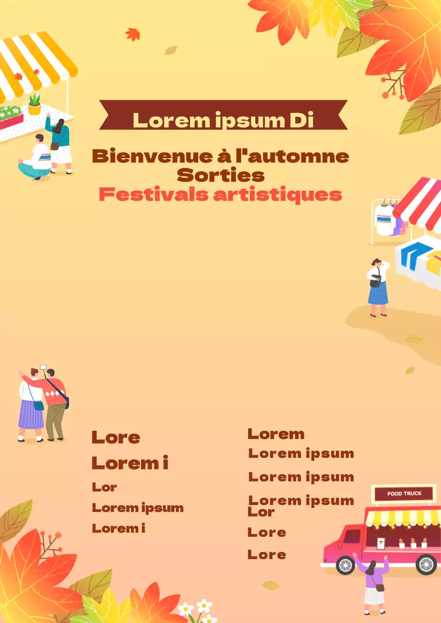 Faites la promotion de la fête avec un concept mignon comprenant une illustration de la fête jaune et des feuilles qui tombent.