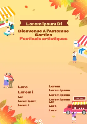 Faites la promotion de la fête avec un concept mignon comprenant une illustration de la fête jaune et des feuilles qui tombent.
