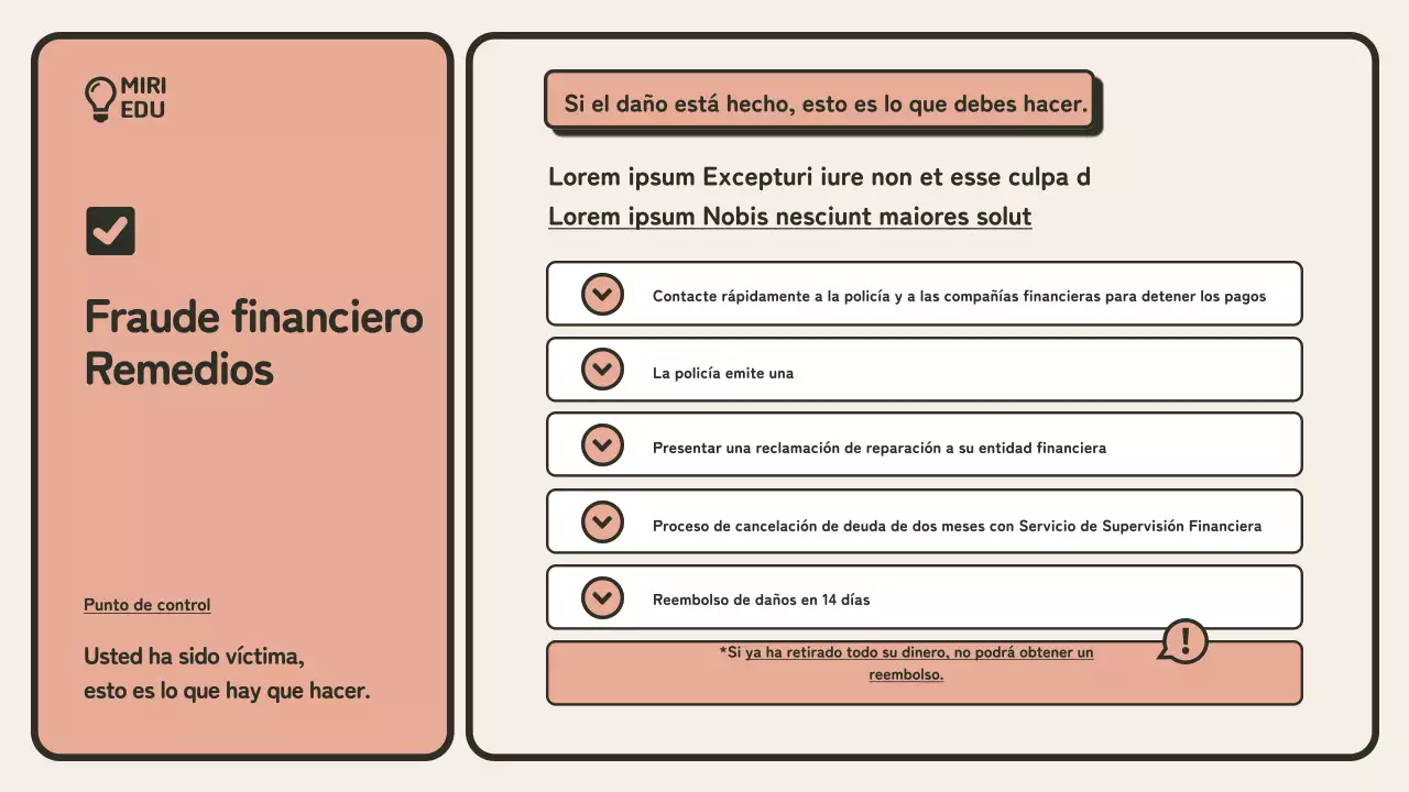  Guía minimalista de formación en prevención del fraude en beige y naranja