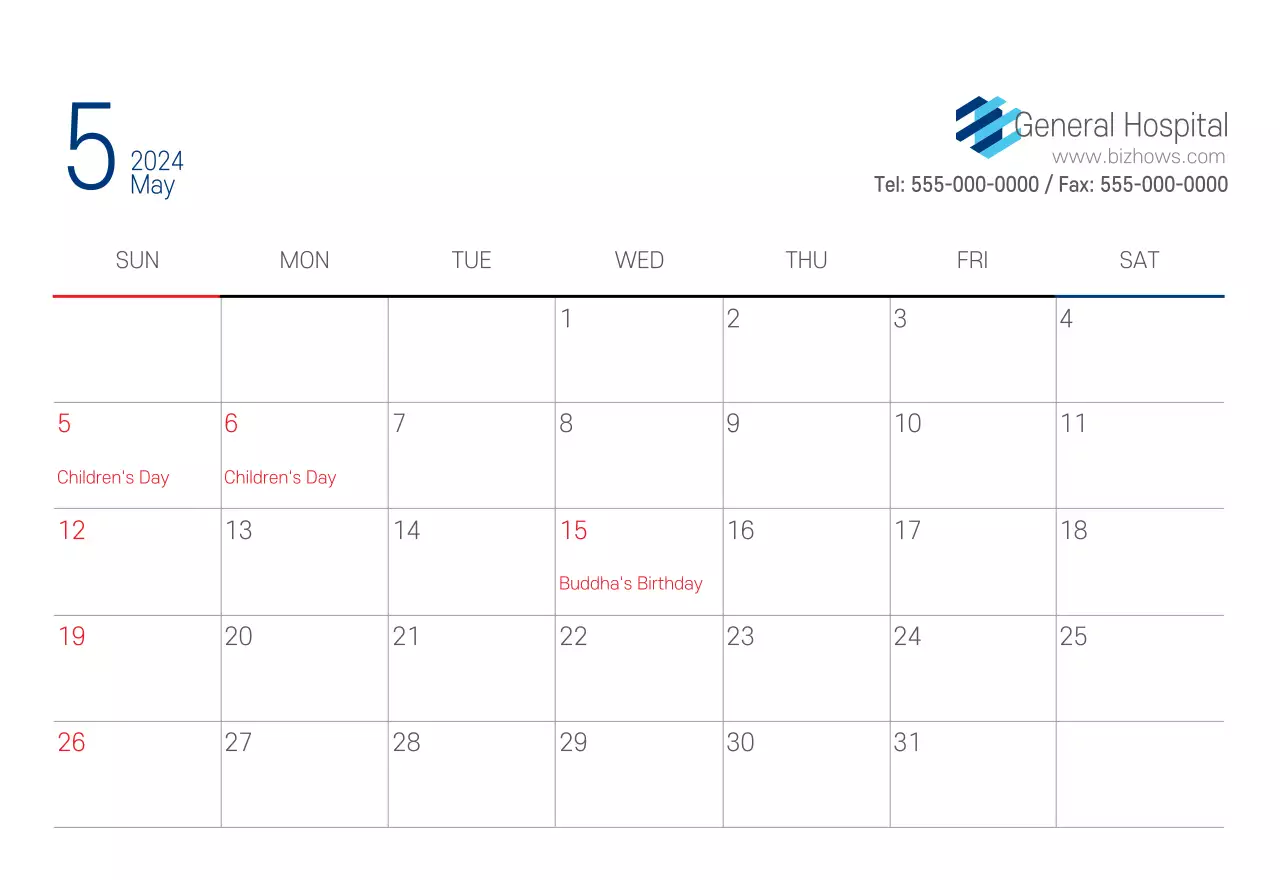 Navy White Simple Hospital