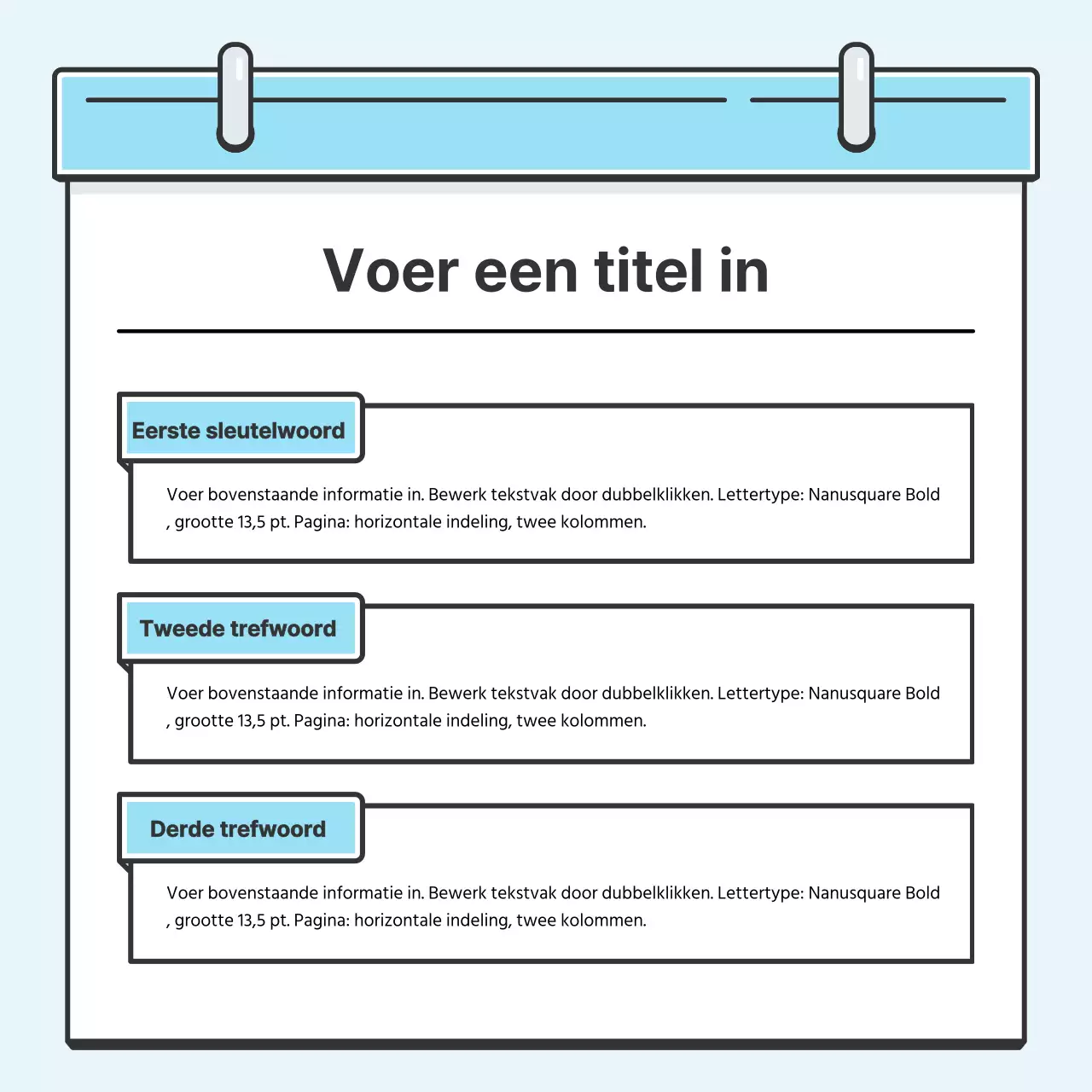 Light Blue Note Concept Nette kaart met leuke illustratiesNieuws