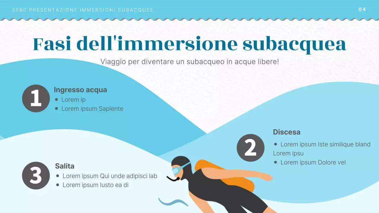 Introduzione alla formazione subacquea con concetto di illustrazione dell'oceano blu chiaro