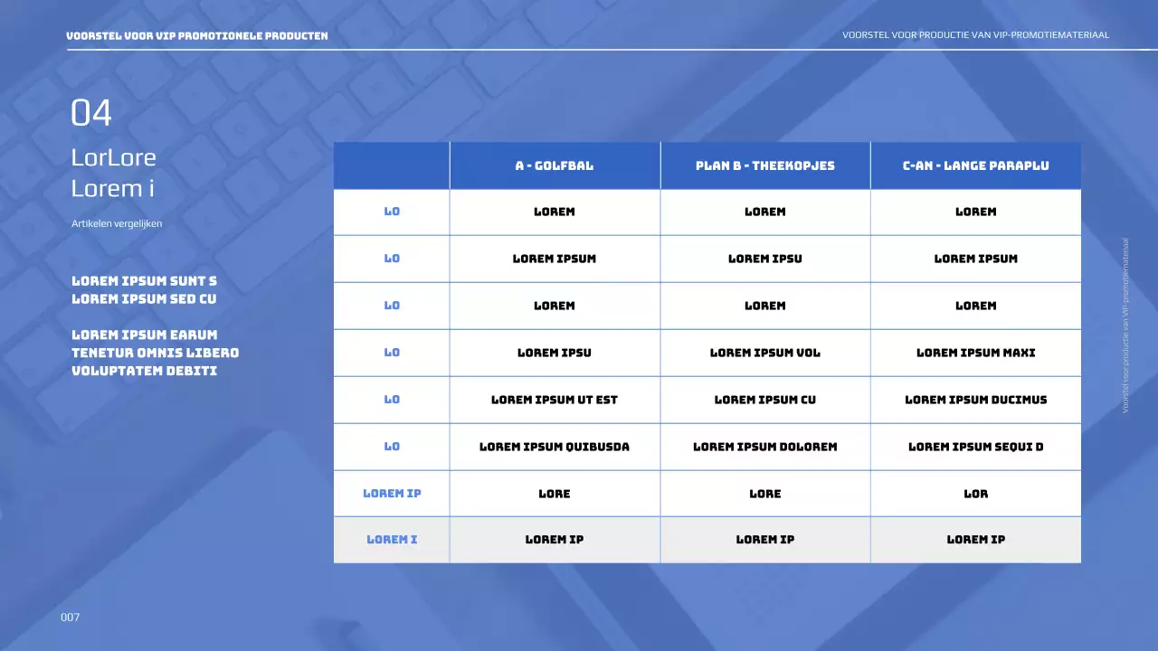 Voorstel voor een blauw getint VIP-promotiestuk
