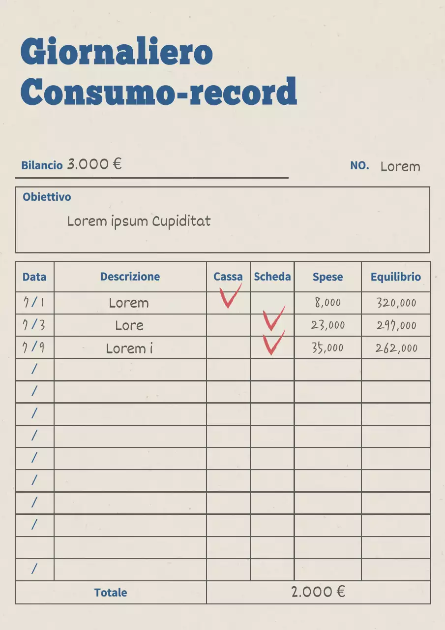 Diario tascabile semplice in carta kraft blu documento di bilancio