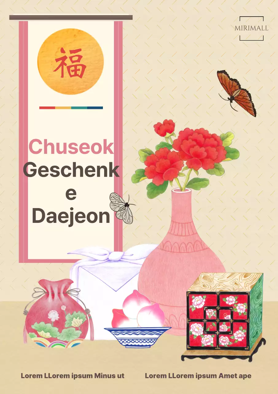 Braun und rosa Volksmärchen Konzept Obon Geschenke