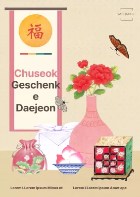 Braun und rosa Volksmärchen Konzept Obon Geschenke