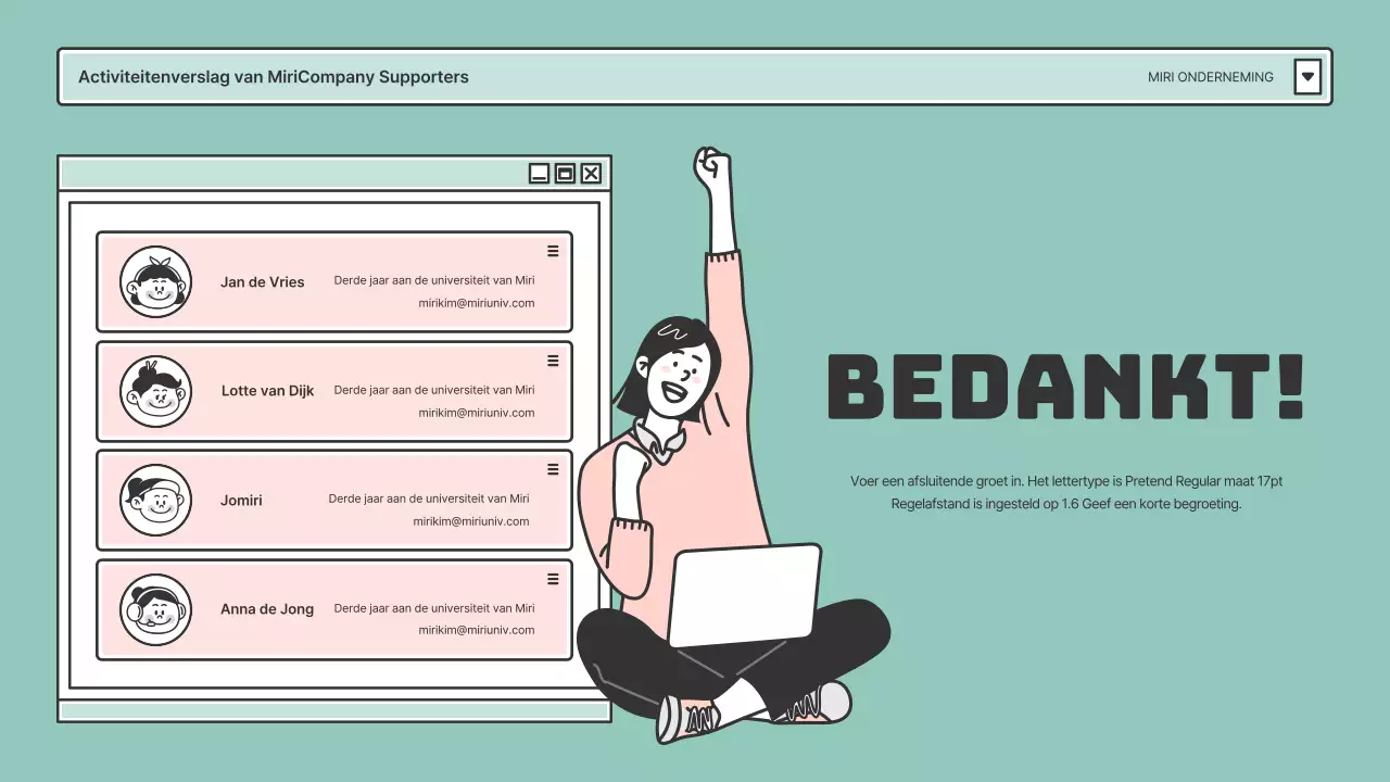 Supportersrapporten in roze en mintkleurige browserframes