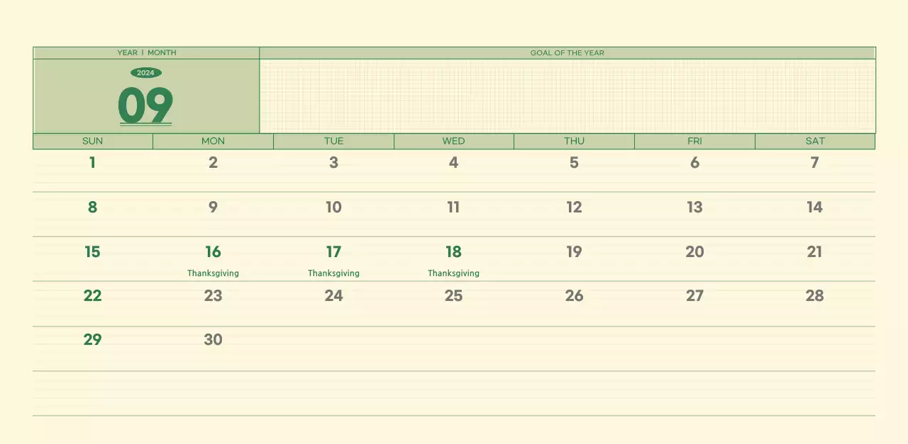 SAT D-Day notepad concept wall calendar in green and light yellow