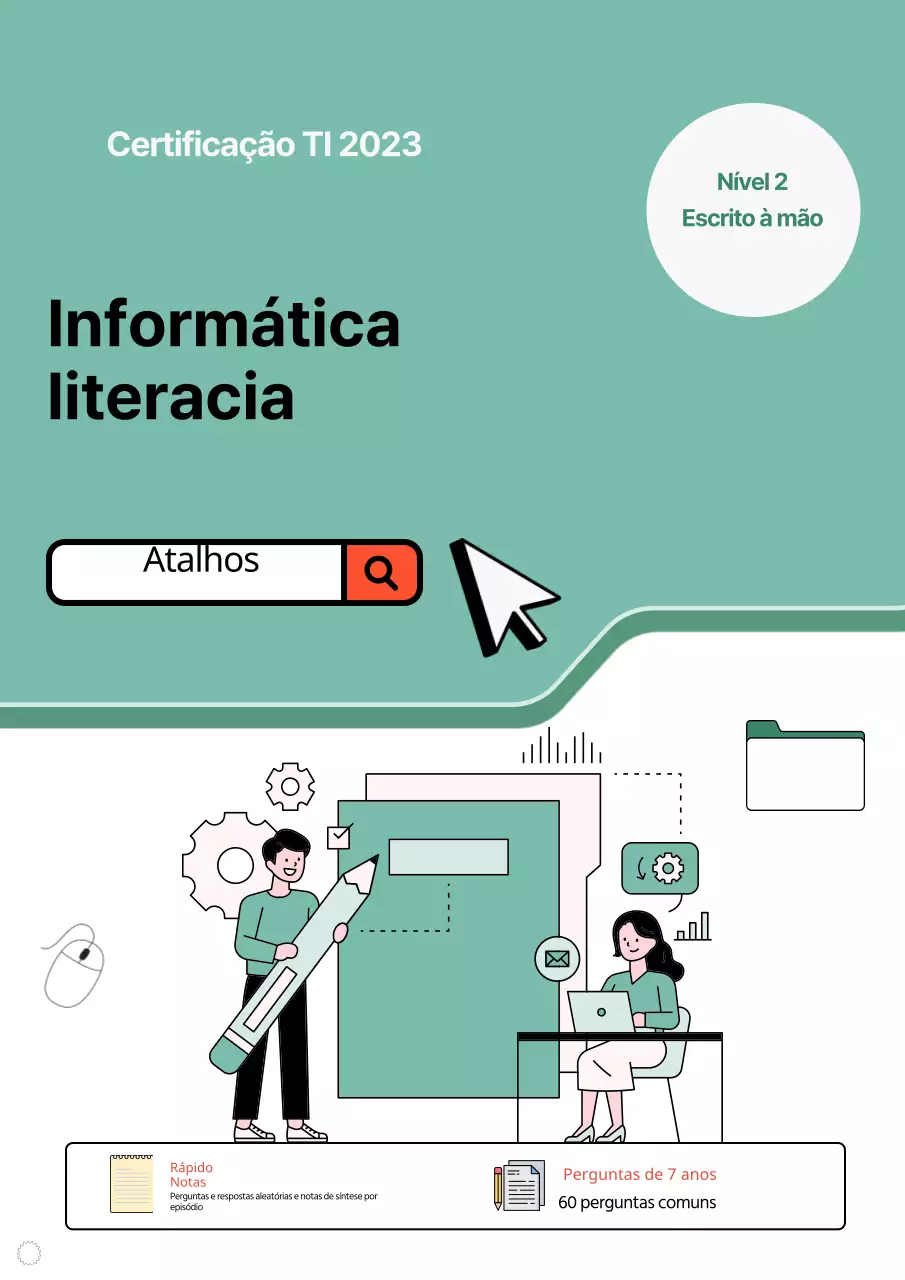Capa de livro de certificação informática ciber-fixe em branco e menta