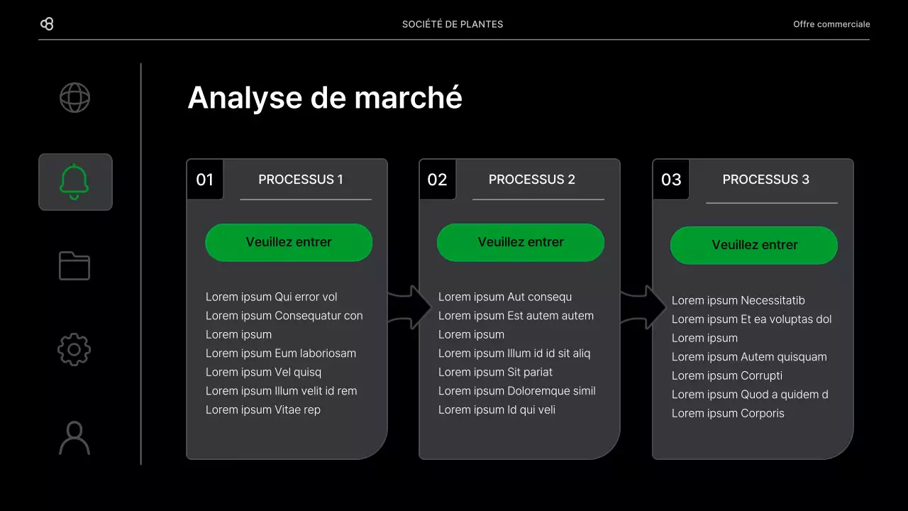 Proposition d'affaires en noir et vert, concept de feuille naturelle