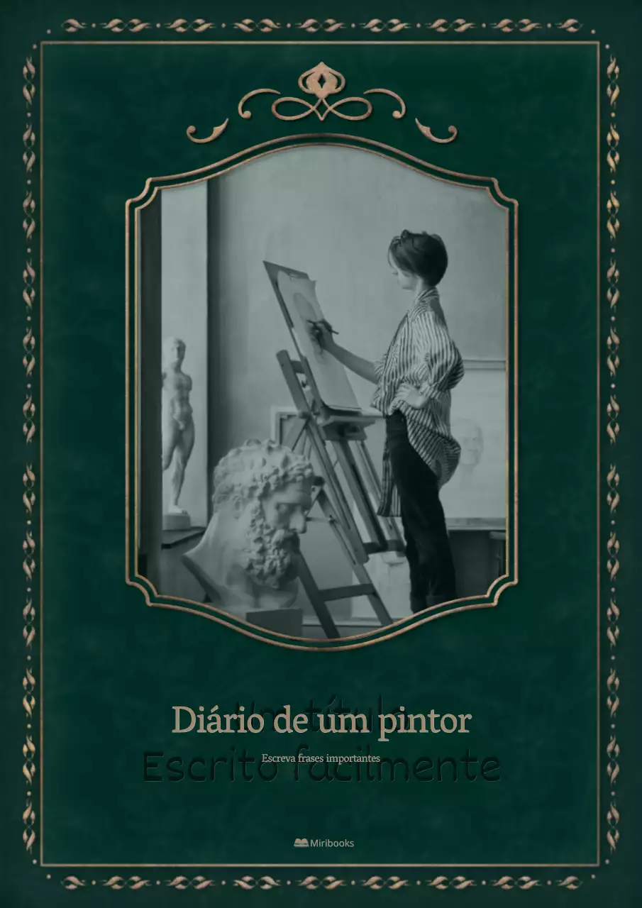 Uma capa de romance numa moldura verde, antiga e vintage