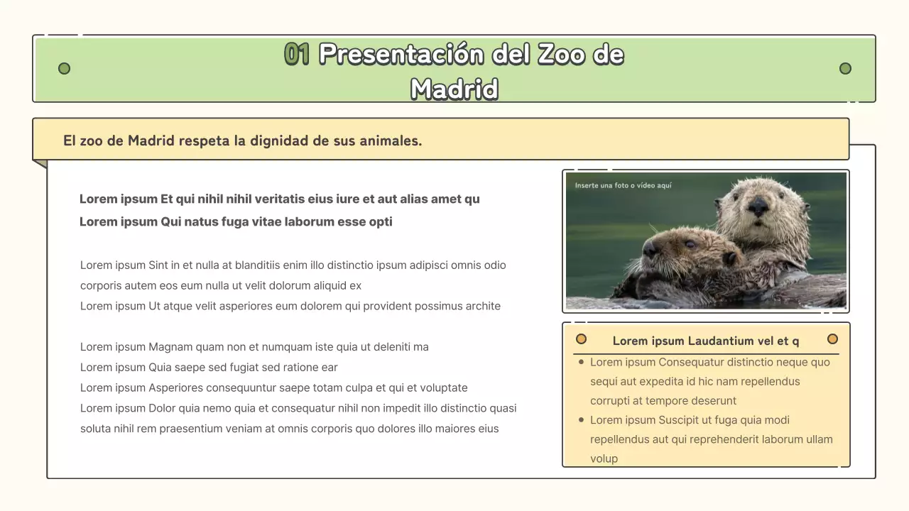 Material educativo del zoo en tonos pastel de amarillo, chartreuse y azul claro