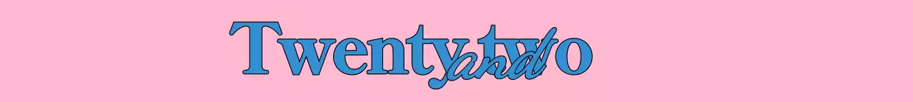 Mempromosikan perusahaan kecantikan berkonsep remaja dengan skema warna biru dan merah muda dan font bahasa Inggris.