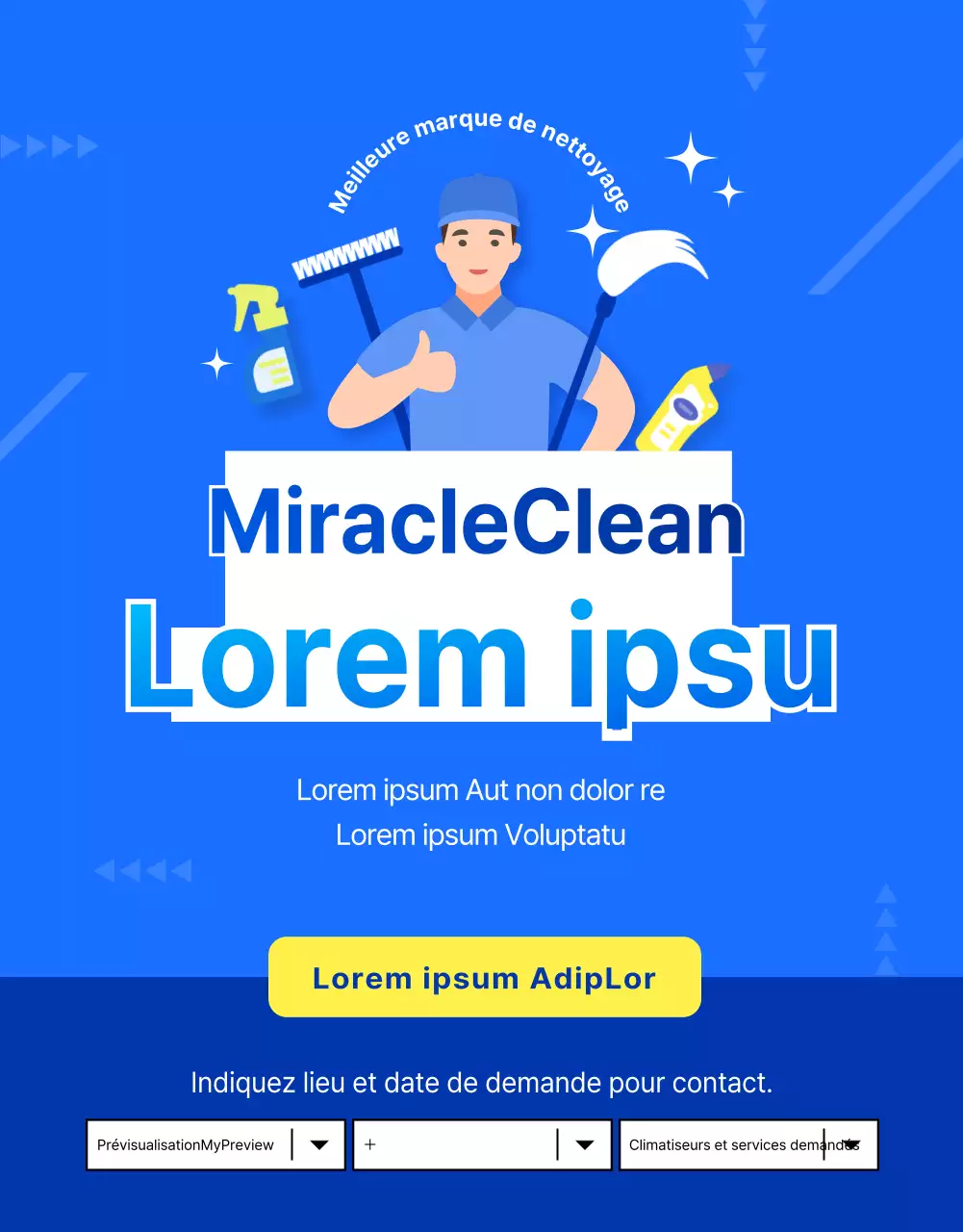 Une simple publicité bleue et jaune pour le nettoyage des climatiseurs