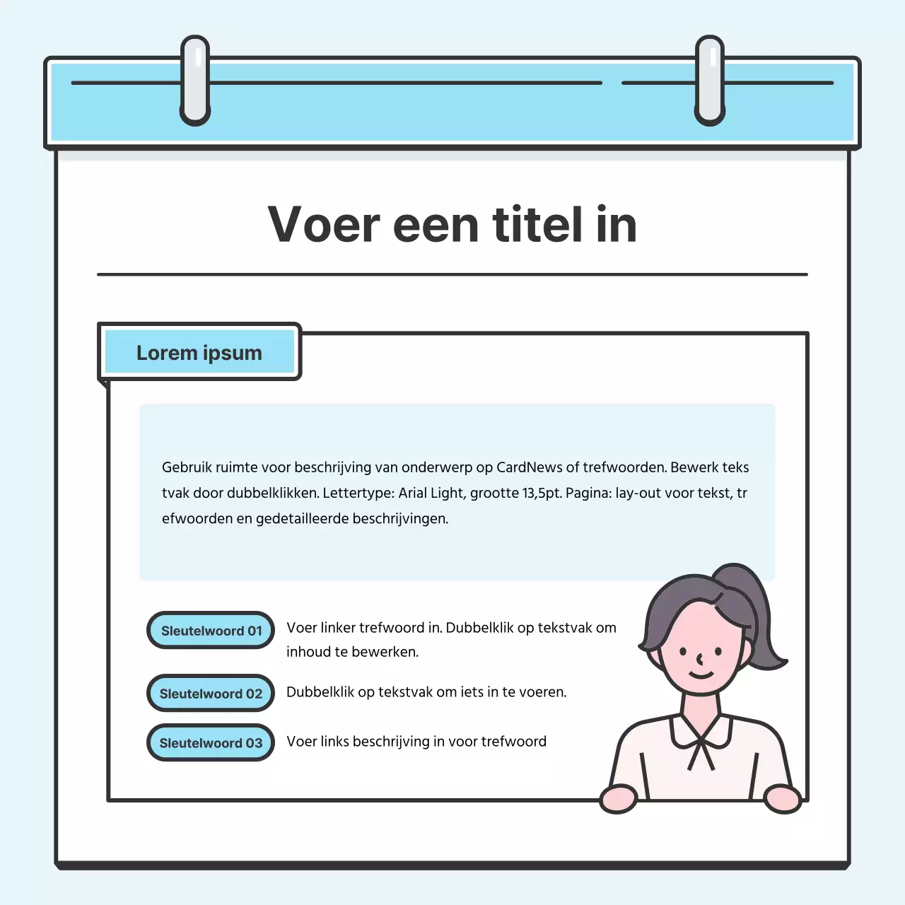 Light Blue Note Concept Nette kaart met leuke illustratiesNieuws