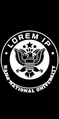 A simple, clean eagle symbol in black and white with an emblem logo style for university publicity and promotions.